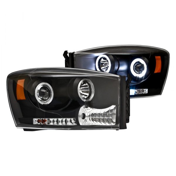 IPCW® - Black Halo Projector Headlights with Parking LEDs, Dodge Ram