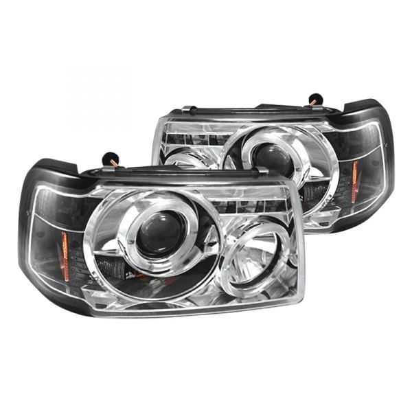 IPCW® - Black/Chrome Halo Projector Headlights with LED Parking Lights, Ford Ranger