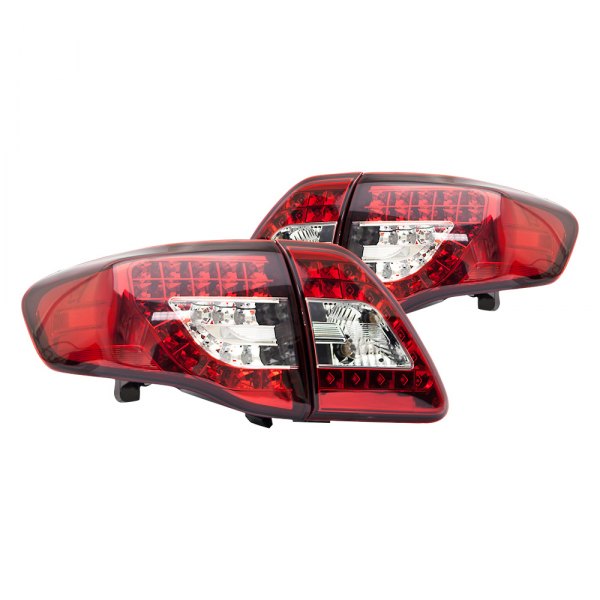 IPCW® - Chrome/Ruby Red LED Tail Lights, Toyota Corolla
