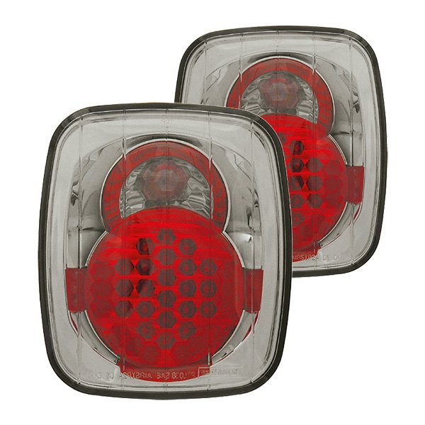 IPCW® - Chrome Red/Platinum Smoke LED Tail Lights, Jeep Wrangler