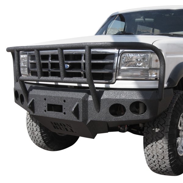 Iron Bull Bumpers® 1 Enf Full Width Black Front Winch Hd Bumper With Enforcer Guard