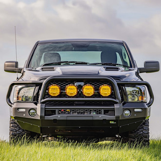Ironman 4x4® - Premium Full Width Black Powder Coated Front Winch HD Bumper with Full Grille Guard