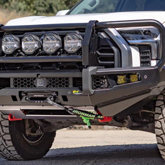 Ironman 4x4® - Apex Full Width Black Powder Coated Front Winch HD Bumper with Full Grille Guard