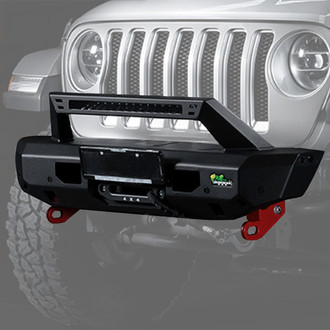 Ironman 4x4® - Raid Stubby Black Powder Coated Front Winch HD Bumper with Hoop