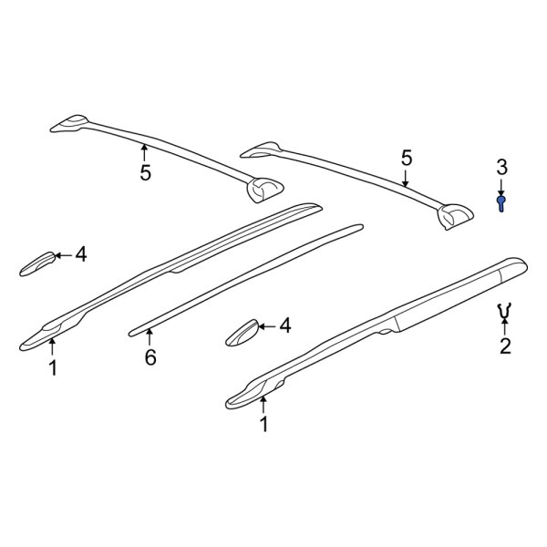 Roof Luggage Carrier Side Rail Bolt