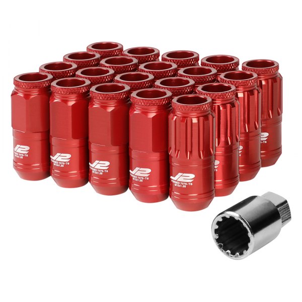 J2 Engineering® - Red Cone Seat Open End Lug Wheel Installation Kit