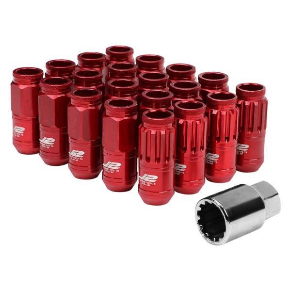 J2 Engineering® - Red Cone Seat Open End Lug Wheel Installation Kit