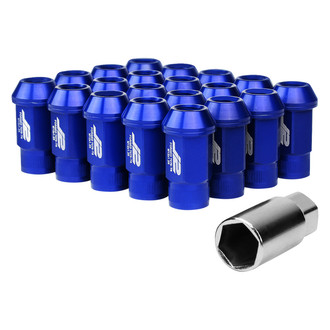 J2 Engineering® - Blue Cone Seat Open End Knurled Top Lug Nuts