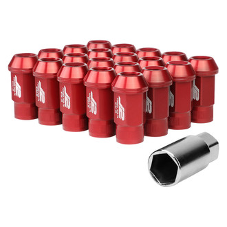 J2 Engineering® - Red Cone Seat Open End Knurled Top Lug Nuts