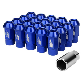 J2 Engineering® - Blue Cone Seat Open End Knurled Top Lug Nuts