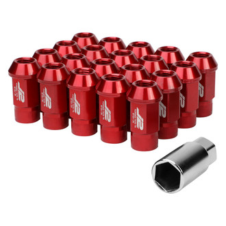 J2 Engineering® - Red Cone Seat Open End Knurled Top Lug Nuts