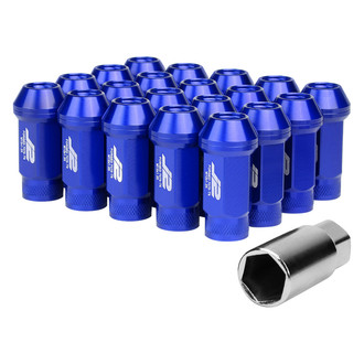 J2 Engineering® - Blue Cone Seat Open End Knurled Top Lug Nuts
