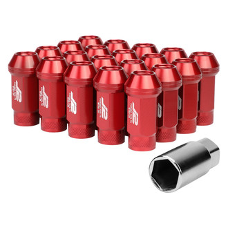 J2 Engineering® - Red Cone Seat Open End Knurled Top Lug Nuts