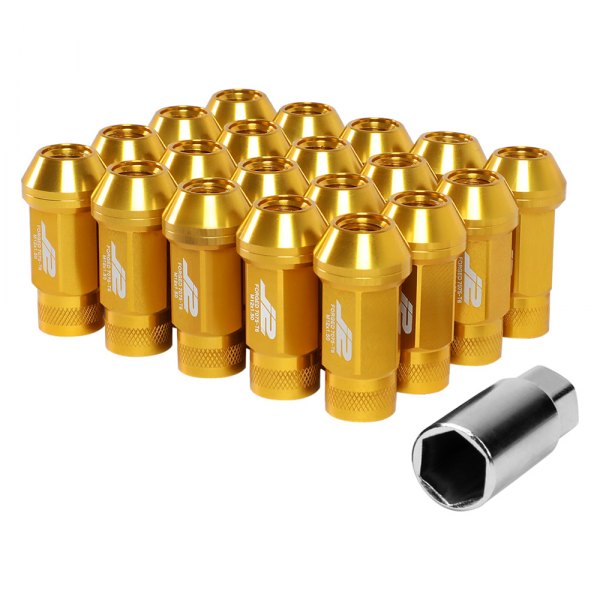 J2 Engineering® - Gold Cone Seat Open End Knurled Top Lug Nuts