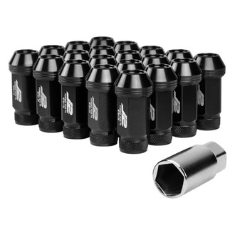 J2 Engineering® - Black Cone Seat Open End Knurled Top Lug Nuts