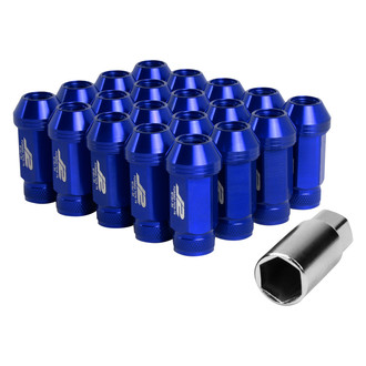 J2 Engineering® - Blue Cone Seat Open End Knurled Top Lug Nuts