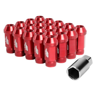 J2 Engineering® - Red Cone Seat Open End Knurled Top Lug Nuts