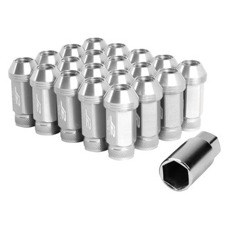J2 Engineering® - Silver Cone Seat Open End Knurled Top Lug Nuts