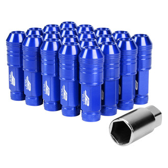 J2 Engineering® - Blue Cone Seat Open End Knurled Top Lug Nuts