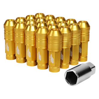J2 Engineering® - Gold Cone Seat Open End Knurled Top Lug Nuts