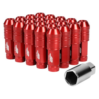 J2 Engineering® - Red Cone Seat Open End Knurled Top Lug Nuts