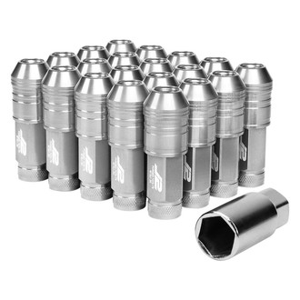 J2 Engineering® - Silver Cone Seat Open End Knurled Top Lug Nuts