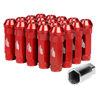 J2 Engineering® - Red Cone Seat Open End Knurled Top Lug Nuts