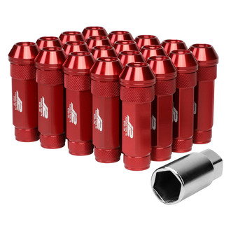 J2 Engineering® - Red Cone Seat Open End Knurled Top Lug Nuts