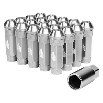 J2 Engineering® - Silver Cone Seat Open End Knurled Top Lug Nuts