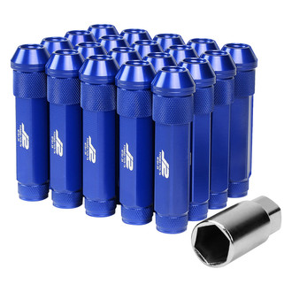 J2 Engineering® - Blue Cone Seat Open End Knurled Top Lug Nuts