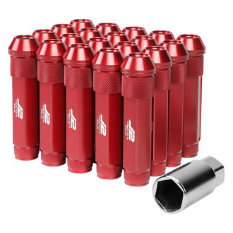J2 Engineering® - Red Cone Seat Open End Knurled Top Lug Nuts