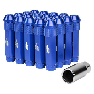 J2 Engineering® - Blue Cone Seat Open End Knurled Top Lug Nuts