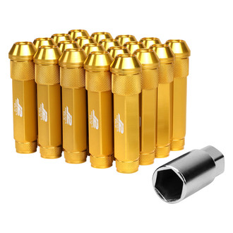 J2 Engineering® - Gold Cone Seat Open End Knurled Top Lug Nuts