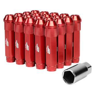 J2 Engineering® - Red Cone Seat Open End Knurled Top Lug Nuts