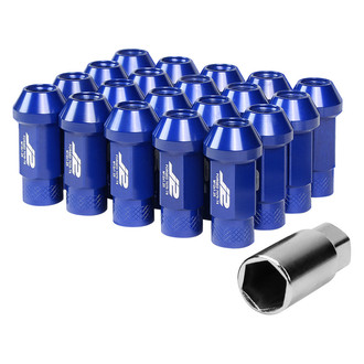 J2 Engineering® - Blue Cone Seat Open End Knurled Top Lug Nuts