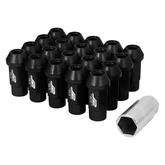 J2 Engineering® - Black Cone Seat Open End Knurled Top Lug Nuts