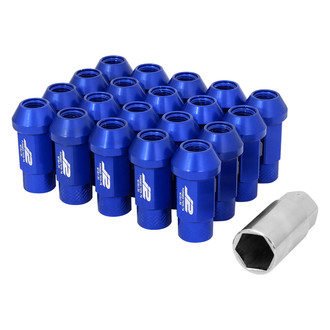 J2 Engineering® - Blue Cone Seat Open End Knurled Top Lug Nuts