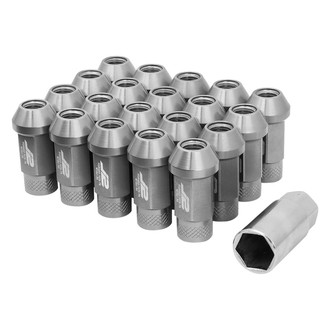 J2 Engineering® - Silver Cone Seat Open End Knurled Top Lug Nuts