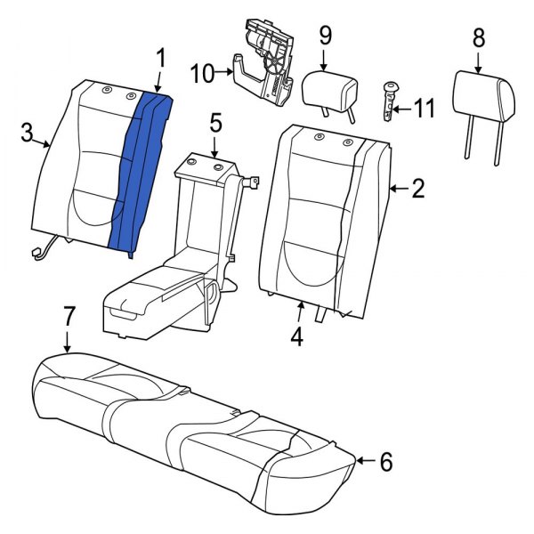 Jaguar OE C2C32175SEL Rear Right Seat Back Assembly