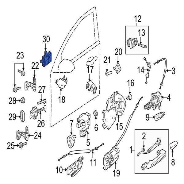 Jaguar OE C2D35739 Front Right Door Lock Control Module