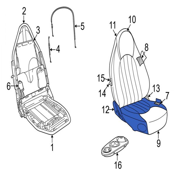 Jaguar OE GJB4733AALEG Front Left Inner Seat Back Recliner Adjustment