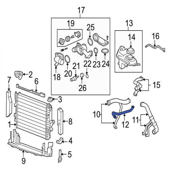 Jaguar OE XR849188 Upper Radiator Coolant Hose