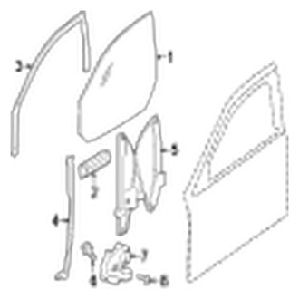 Jaguar OE - Front Door - Glass & Hardware (Base / R)