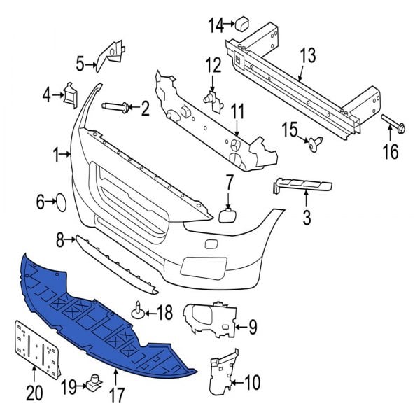 Jaguar OE T2H51849 - Front Radiator Support Splash Shield