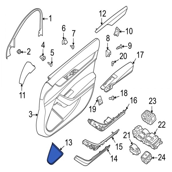 Jaguar OE T2H43210PVJ - Rear Right Speaker Cover