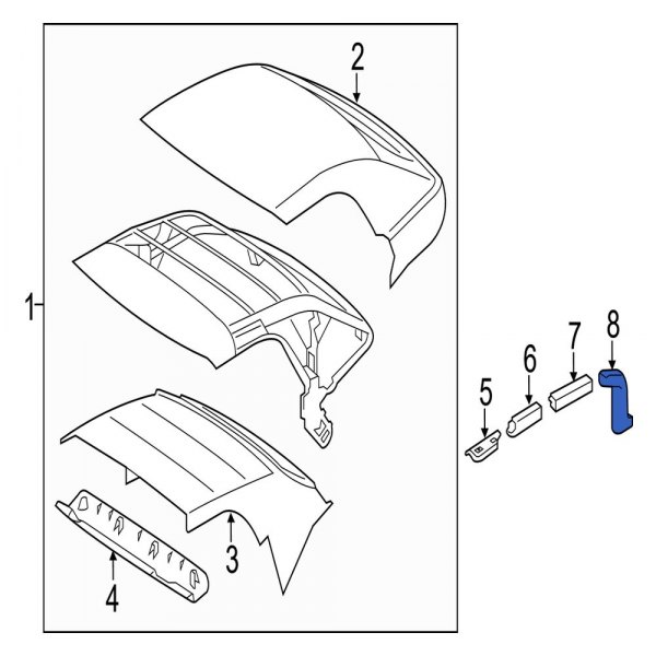 Jaguar OE T2R20761 Front Left Convertible Top Seal