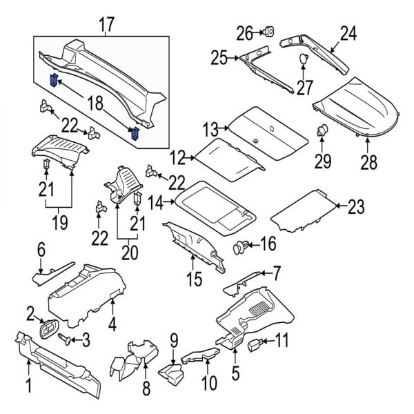 Jaguar OE T2R4839 - Rear Body Panel Finish Panel Clip