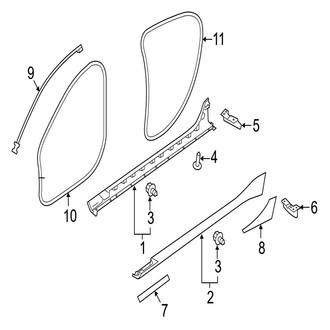 Jaguar OE - Pillars, Rocker & Floor - Exterior Trim (W/O Extended Rocker Molding)