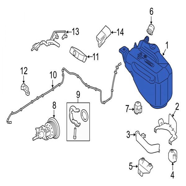 Jaguar OE T4A30477 Diesel Exhaust Fluid (DEF) Tank