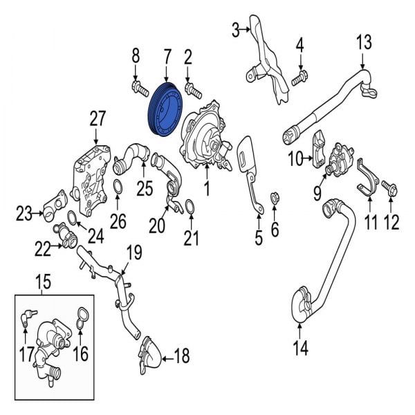 Jaguar OE T2H2494 - Engine Water Pump Pulley